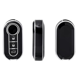 OFFCURVE Key Case with Key Fob Car Key Case, Key Cover Key Case for Fiat 500 500L Panda Ducato Doblo Brava Bravo Punto Lancia Ypsilon Delta Musa