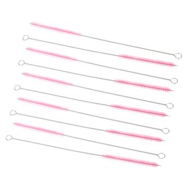 PATIKIL 10"x5/16" Long Straw Brush, 10Pcs Drinking Straw Cleaning Brush Nylon Pipe Tube Cleaner for Cleaning Straws Pot Spout, Pink