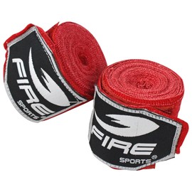 FIRE SPORTS Vendas Profesionales semielasticas para Box y Artes Marciales (Rojo)