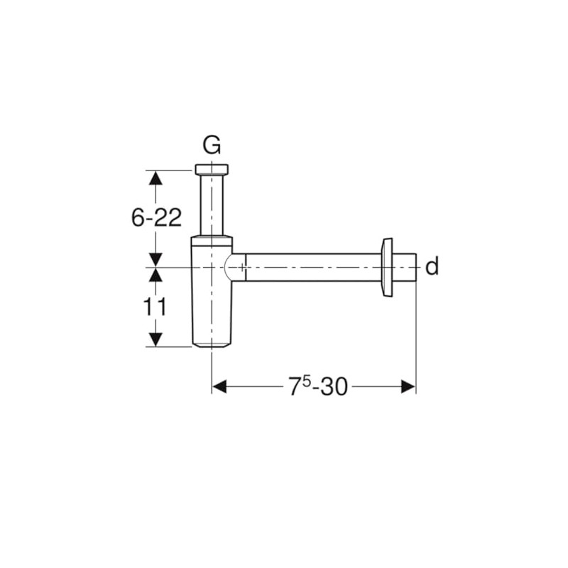 Geberit 151.034.21.1 design siphon 1.25 inch x 32mm chrome