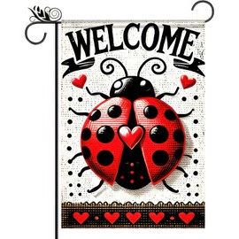 BlissYard Ladybug Spring Summer Garden Flag 12x18 Inch Double Sided Ladybug Welcome Yard Flag Banner Seasonal Farmhouse Decor Garden Lawn Yard Outdoor Decorations