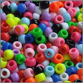 Bala&Fillic Pony Beads Size 6X9mm 1000pcs Crayon Multi Colors Mixed in Bag, Craft Pony Beads for Making Bracelets
