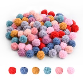 Pack of 100 Colourful Pompoms for Crafts, 2 cm Colourful Felt Balls Pompoms, Colourful Mini Pompoms, Fluffy Plush Balls for Sewing, Decoration, DIY Crafts