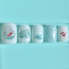 8:20AM, Blue waves and goldfish |Summer goldfish nail - almond