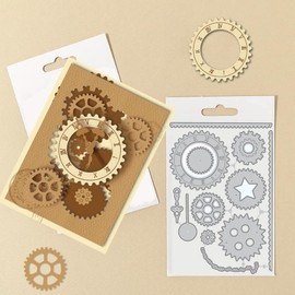 GLOBLELAND Time Gear Cutting Dies for Card Making, Metal Cutting Dies Gears, Arrow Keys Cutting Dies Templates for Scrapbooking, Diary, Embossing, Paper, Crafts, Decor