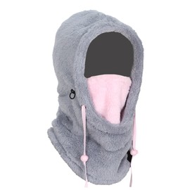 Mazo Balaclava Ski Mask - Winter Face Mask for Men & Women Neck Warmer Scarf Helmet Hood(Gray/Pink)