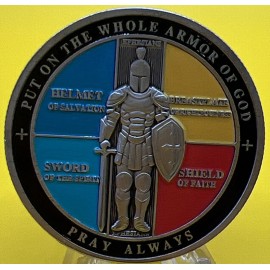 * 50 PCS Put on Whole Armor of God Ephesians 6-13-17 Bible Verse Challenge Coin