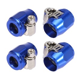 X AUTOHAUX AN4 Car Hose Finisher Clamp Car Hose Finisher Hose Clamp Finisher Flexible Rubber Screw Band Adapter Fitting for Oil Fuel Water Pipe 4 Pack Blue
