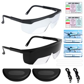Saysurey 2 Set IFR Aviation Flight Training Glasses IFR Goggles View Limiting Device Adjustable Temples Goggles Instrument with Luggage Tag Box PVC Lanyard and Storage Bag for Pilot Training