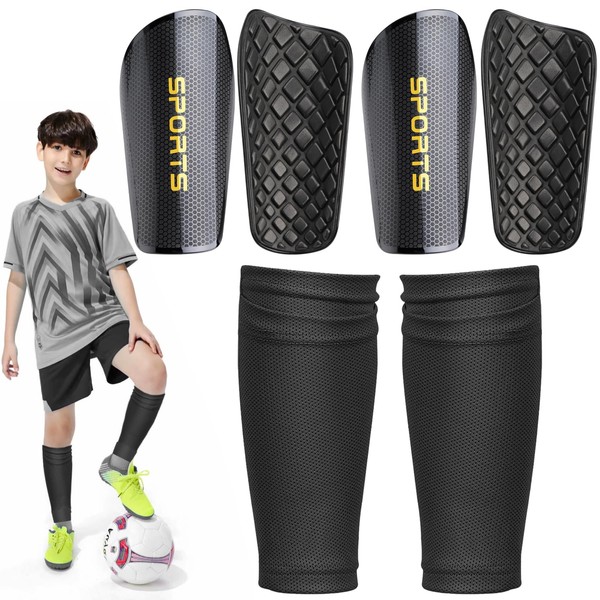 Football Shin Pads with Slip Pocket and Non-Slip Lid Size