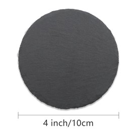12 PCS Round Slate Drink Coasters Set, SIJDIEE 4 Inch Black Slate Stone Coasters with Anti-Scratch Bottom and Coaster Holder for Office Bar Kitchen Home Dinner Table Decor Supplies
