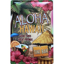 Tin Sign 30 x 20 cm Ridge Good Times Friends – Hawaii Aloha Tiki Bar DEKO7