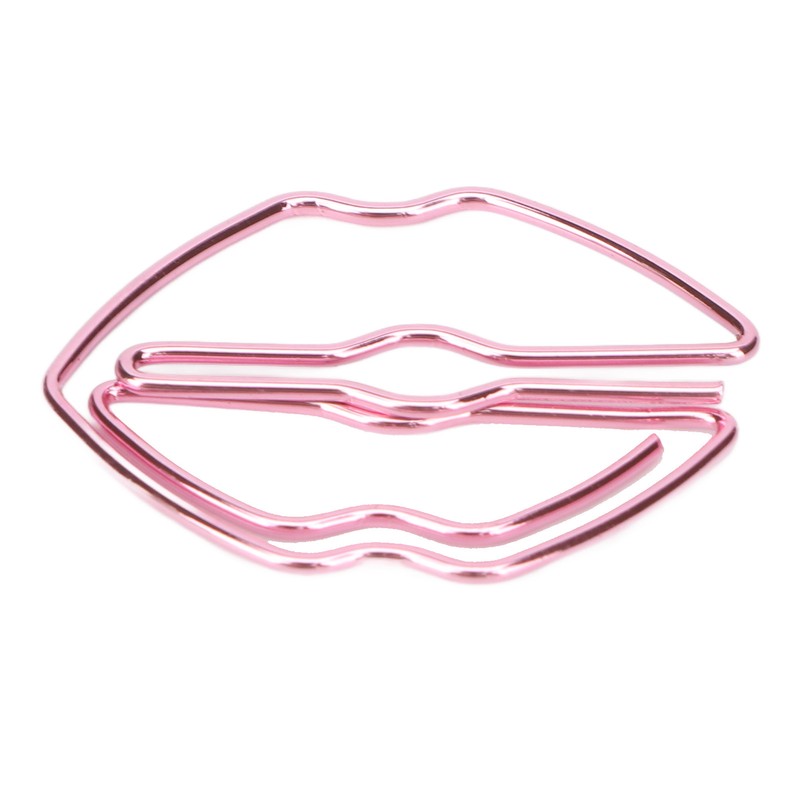 100pcs Paper Clips Portable Purple Lip Shape Rustproof Electroplated Metal