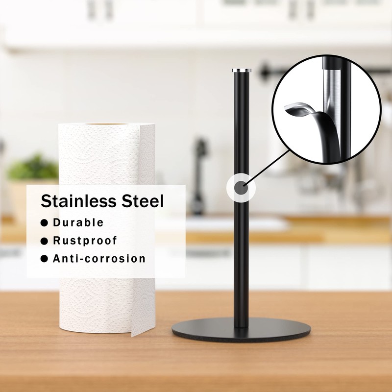 Matte Black Kitchen Roll Holder - Free Standing Paper Towel