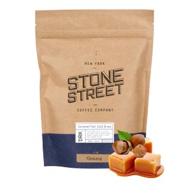 Stone Street Cold Brew Flavored Coffee, Natural Caramel Nut Flavor, Low Acid, 100% Colombian, Gourmet Coffee, Coarse Ground, Dark Roast, 1 LB