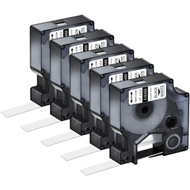 KCMYTONER Compatible for DYMO 18488 Flexible Nylon Label Tapes Black on White 1/2" x 11.5' (12mm x 3.5m) Work with Rhino Pro 1000 Rhino 3000 4200 5000 5200 6000 ustrial Label Makers, (5-Pack)