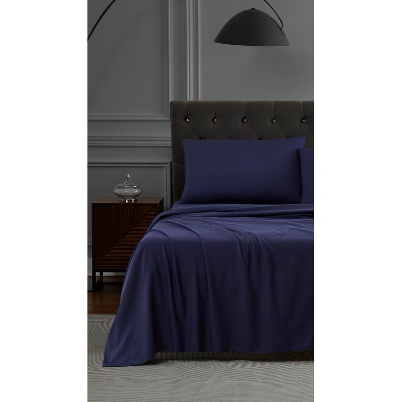 Linen Closet Luxury Brushed Microfiber 4-Piece Sheet Set, Full, Navy
