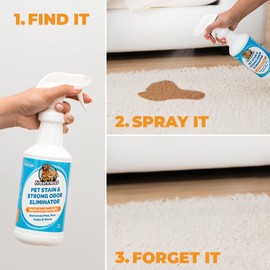 FurryFreshness Extra Strength Cat or Dog Pee Stain & Permanent Odor Remover + Smell Eliminator -Removes Stains from Pets & Kids Including Urine or Blood- Lifts Old Carpet Stains- (Gallon)
