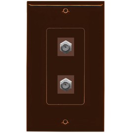 RiteAV - 2 Port Coax Decorative Type Wall Plate - Brown - Bracket Included