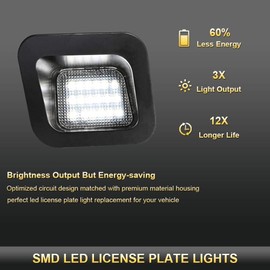 Gempro LED License Plate Light Lamp Assembly Replacement For 2003-2018 Dodge RAM 1500 2500 3500 Pickup Truck, 6000K Xenon White LED Lights
