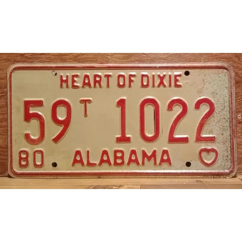 Vintage 1980 ALABAMA License Plate Antique Car Tag
