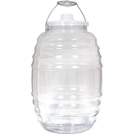 Made in Mexico Mexican Clear Vitrolero with Lid 5 Gallon Jug for Aguas Frescas Juice Sun Tea or other Beverages with Lid 20 L Clear Food-Grade Plastic Container for Parties Reusable W/Metal Handle