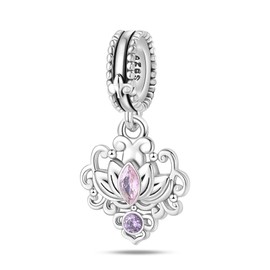 CYCUFF 925 Sterling Silver Charms Suitable for Bracelets Charms Beads, Charm Necklaces Jewellery Gift for Women Family Friends (Romantic Classic Guardian Flower Charm)