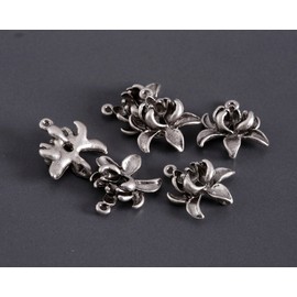 Unbranded Antique Silver Plated Blooming Lotus Flower Charm for Making Necklaces & Jewelry