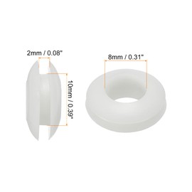 Rebower Rubber Grommets Flexible Wire Hole Plugs 10mm Mounting Diameter, White, 100pcs