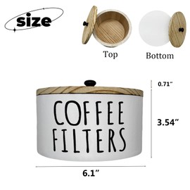 LONG TAO Coffee Filter Holder Filter Box Storage Container Rustic Filter Dispenser Basket with Lid for Counter Coffee Bar Accessories coffee canister (White)