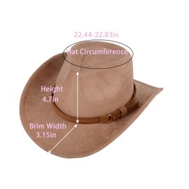 Tefrine Cowboy Hat for Men and Women, Western Style Cowboy Accessories and Cowboy Hat Costume for Outdoor Events and Fashion Use(camel)