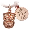 PAKADI Berta Owl Keyring, Rose gold matt, S, Keyring