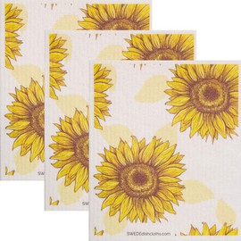 Swedish Dishcloth Blooming Sunflower Set of 3 Each Swededishcloths | ECO Friendly Reusable Absorbent Cleaning Spongecloth