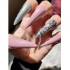 nailed by Rachel Extra long nude Pink holographic bling press