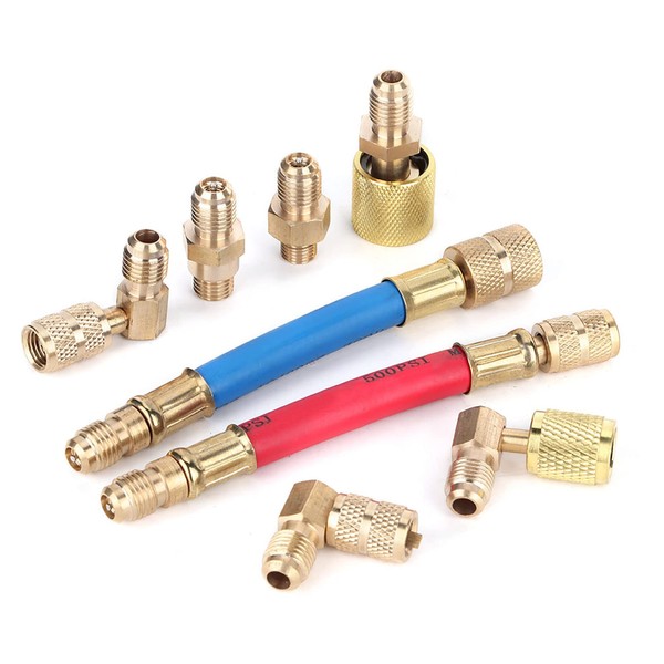 8pcs Air Conditioning Refrigeration Adapter Hoses for R134A R12, with
