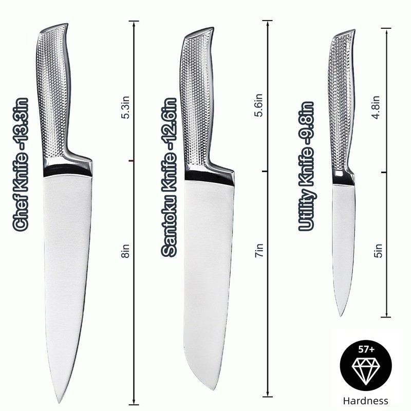 FONGDANLAITE 3PC Kitchen Knife Set for Beginners – 8 Inch