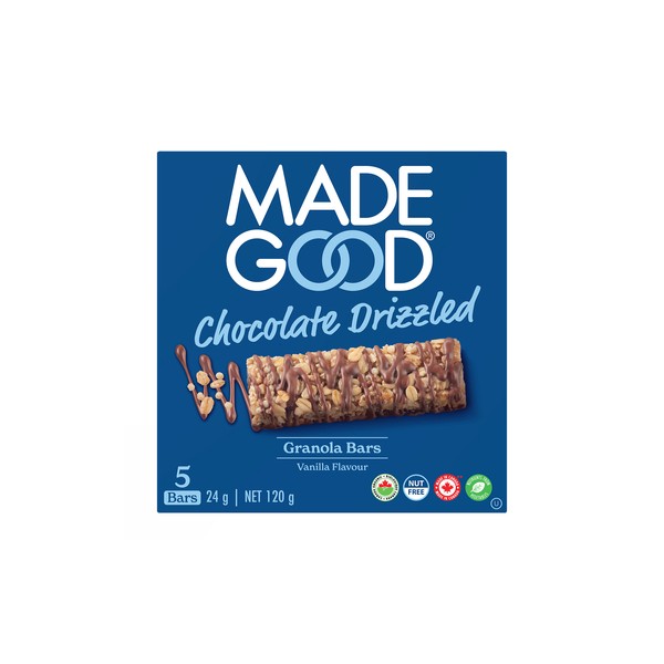 MadeGood Chocolate Drizzled Granola Bar Vanilla 5x24 g