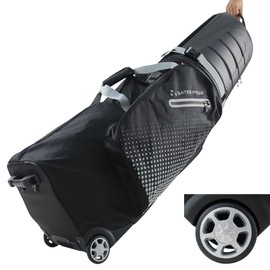 Golf Travel Bag with Wheels，Hard Case Top for Airlines Protect Golf Clubs，1680D Heavy Duty Oxford ，Easy to Maneuver/Foldable (Black/Grey)