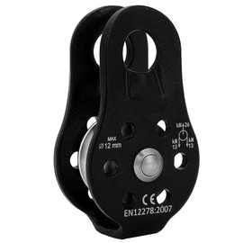 POENVFPO Single Swivel Pulley, 12mm Small Hole | 14mm Large Hole, 26KN Aluminium Alloy Heavy Duty Climbing Pulley for Climbing (Black)