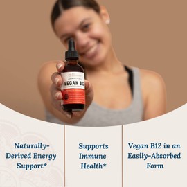 Live Conscious Vegan Vitamin B12 Sublingual Liquid Drops | Methylcobalamin Max Strength B12 5000mcg Formula | Vegan B 12 Vitamin Support Energy | Promote Memory & Aid Immune System | 60 Serving