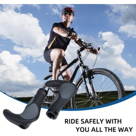 Frogetu Bicycle Grips, Ergonomic Bicycle Handlebar MTB Handles, with Two Sides Lock-On Design Horn Handlebar Grips, 22 mm Non-Slip Bicycle Grips for E-Bike, Trekking Bike, Mountain Bike