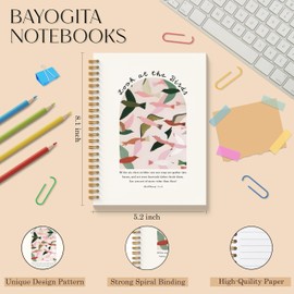 BAYOGITA Christian Bird Spiral Notebooks, Matthew 6:26 Bible Journaling Notebook, Religious Prayer Journal for Woman, Church Notes Notebook, Christian Gifts for Women, 5.5x8.3 Inches