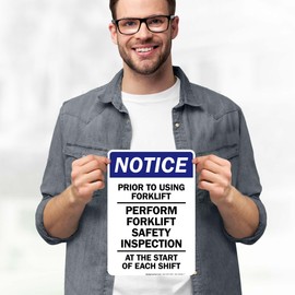 Notice Prior To Using Forklift Sign, 10x7 Inches, 4 Mil Vinyl Decal Stickers Weather Resistant, Made in USA by My Sign Center