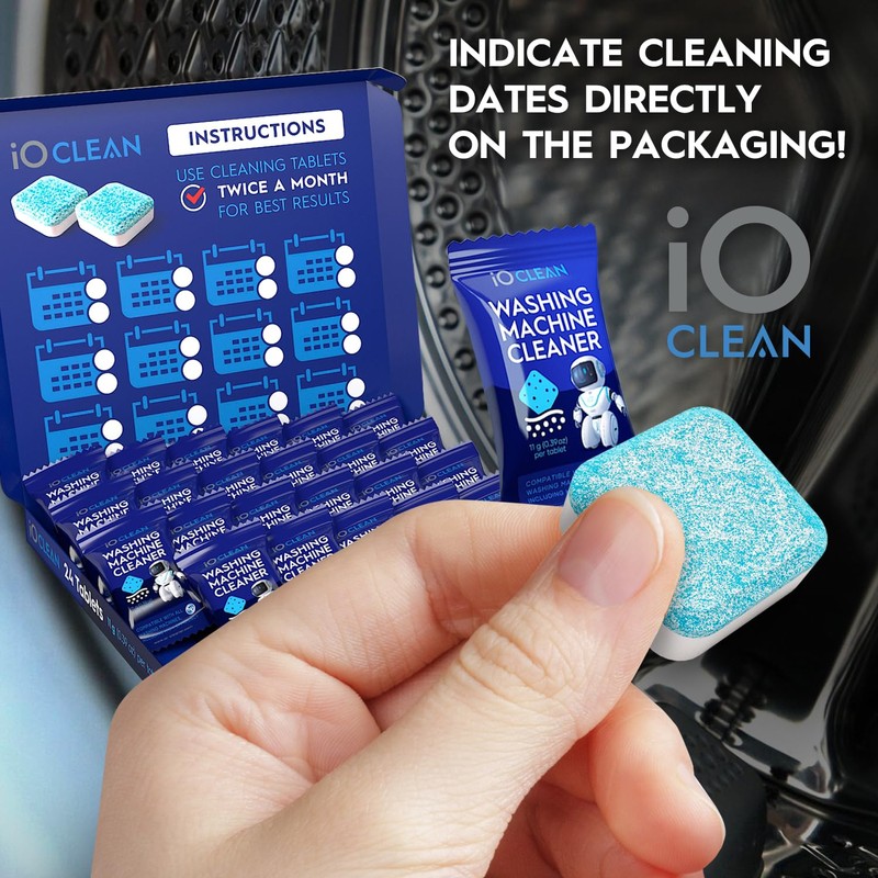 iO CLEAN Washing Machine Cleaner Descaler Tablets, 24 Count (1