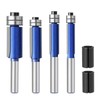 4PCS Top Bearing Flush Trim Router Bits 1/4 Inch Shank,