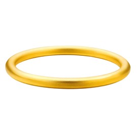 Brazalete Budista Rígido, Acero Inoxidable Chapado en Oro 24K, Diseño Redondo