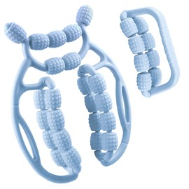 2 Stück Faszienmassagegeräte für Beine - Manuelle Beinmassagegeräte mit 23 Rollen, Faszien Relax Rollenmassage, Lymphdrainage GeräT Beine Bei LipöDem RäDern fuß Armmassage, für Ellenbogen, Wade, Blau