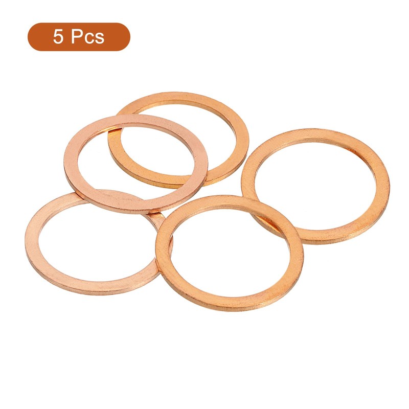 sourcing map M24 Flat Washer, 5 Pcs Copper Ring Flat