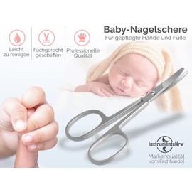 PREMIUM Baby Schere Nagelschere Sichere Baby-Nagelschere mit abgerundeten Enden aus Edelstahl mit Etui zur Aufbewahrung