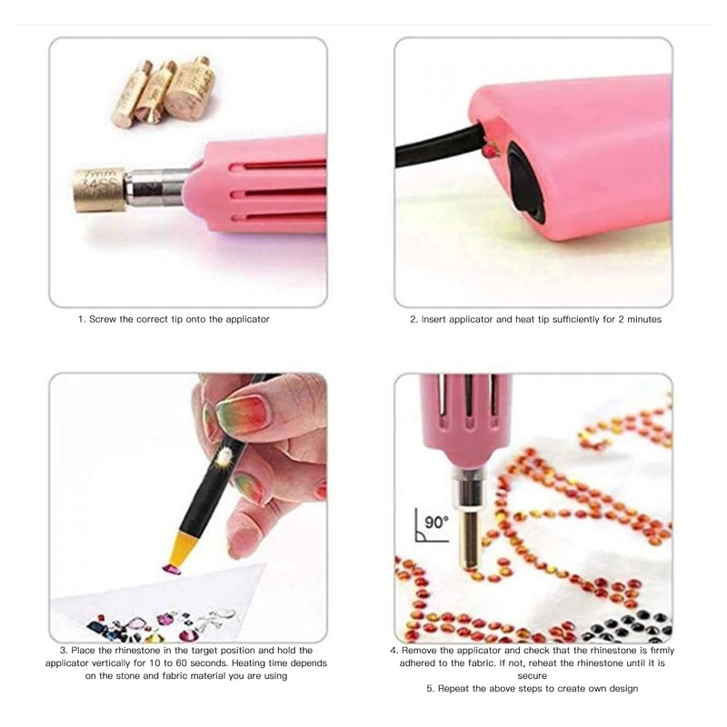 Hot Fix Applicator with 7 Tips Iron Rings 15W Quick